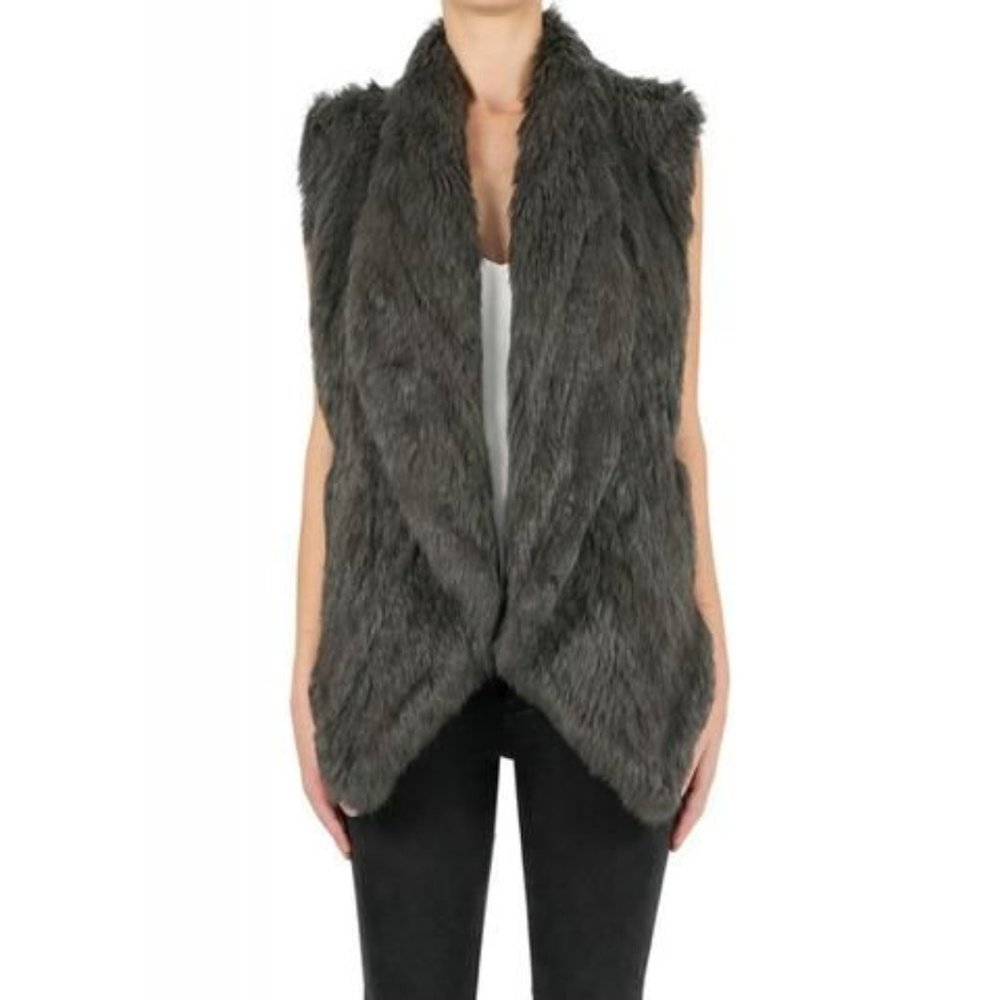 LUXE DELUXE Lush Luxe 100% Rabbit Fur Vest Khaki